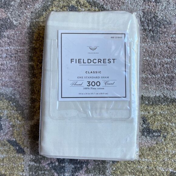 Fieldcrest Classic Pima Cotton Damask Ivory Pillow Sham - Picture 3 of 3